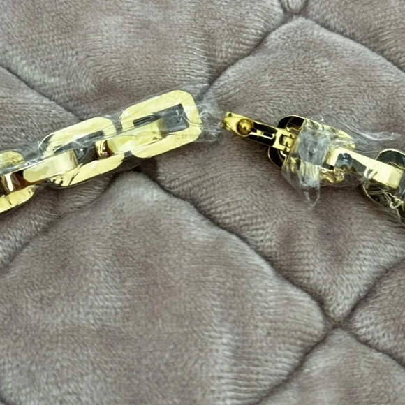 EDDIE BORGO 12k gold plate supra link necklace & dangle earrings designer set - Picture 5 of 8